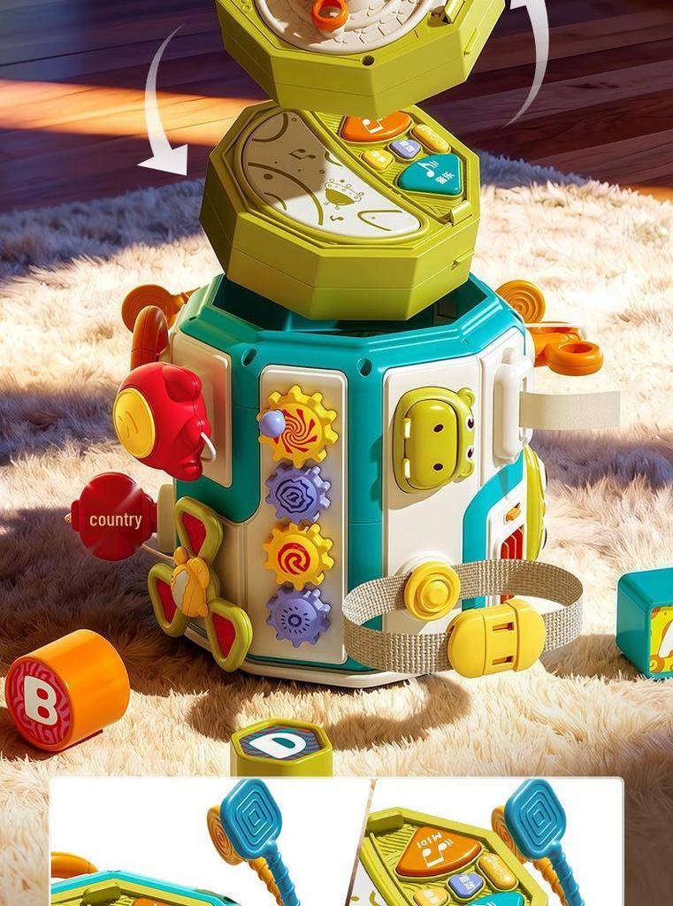 Polyhedron Busy Ball Drum: Infant Educational Toy with Music, Sound, and Light