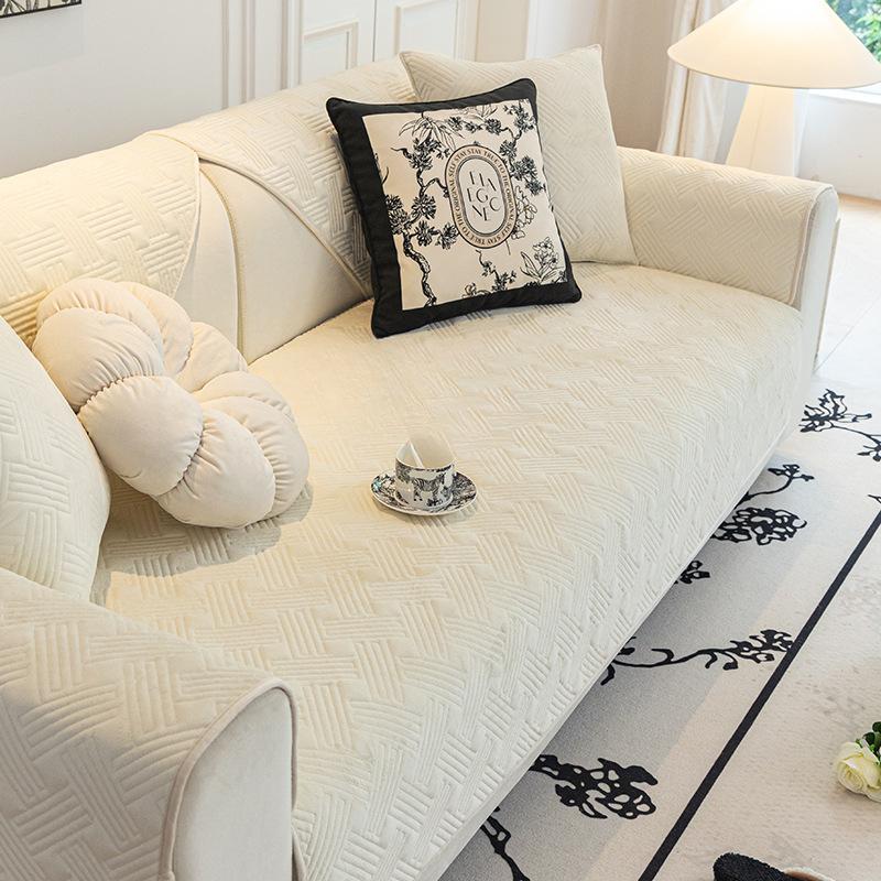 Nordic Solid Color Sofa Cushion Four Seasons Universal Sofa Cushion Simple Crystal Velvet Non-Slip Sofa Cover Cover Towel