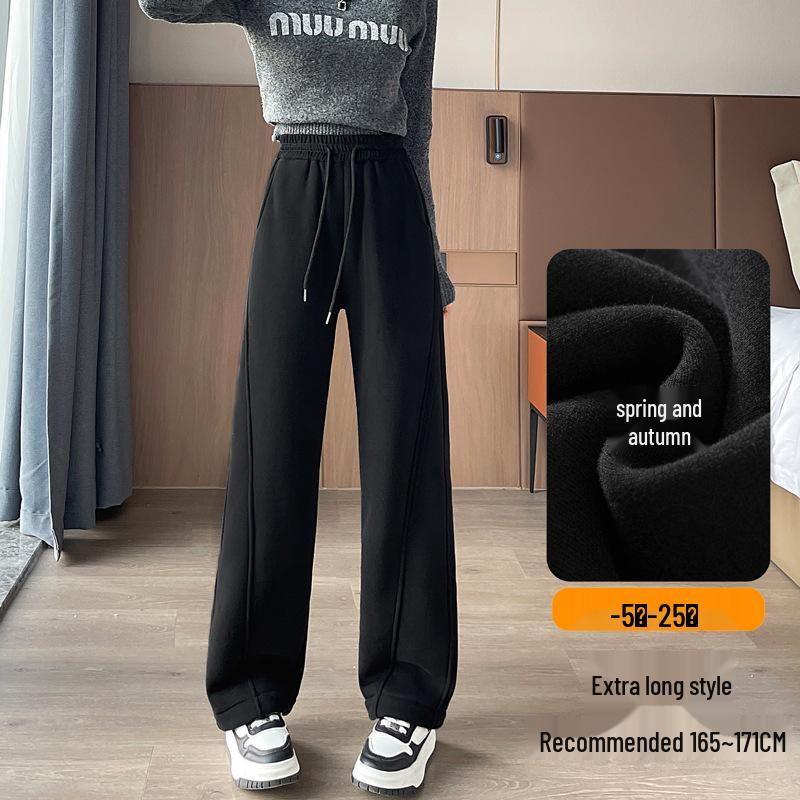 

Женские флисовые широкие спортивные штаны с высокой посадкой - Повседневный стиль для осени/зимы. L