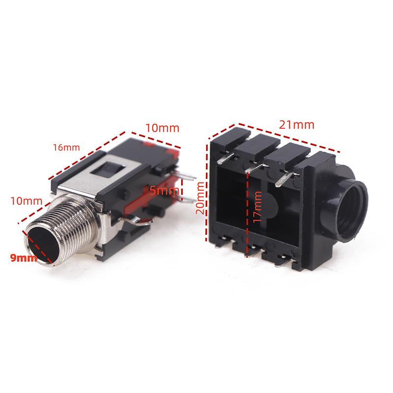 5PCS PCB Mount 6 Pin Input Output Jack Dual Channel Female 6.35mm Jack Stereo 1/4 Inch Guitar Pedal Input Jack Socket