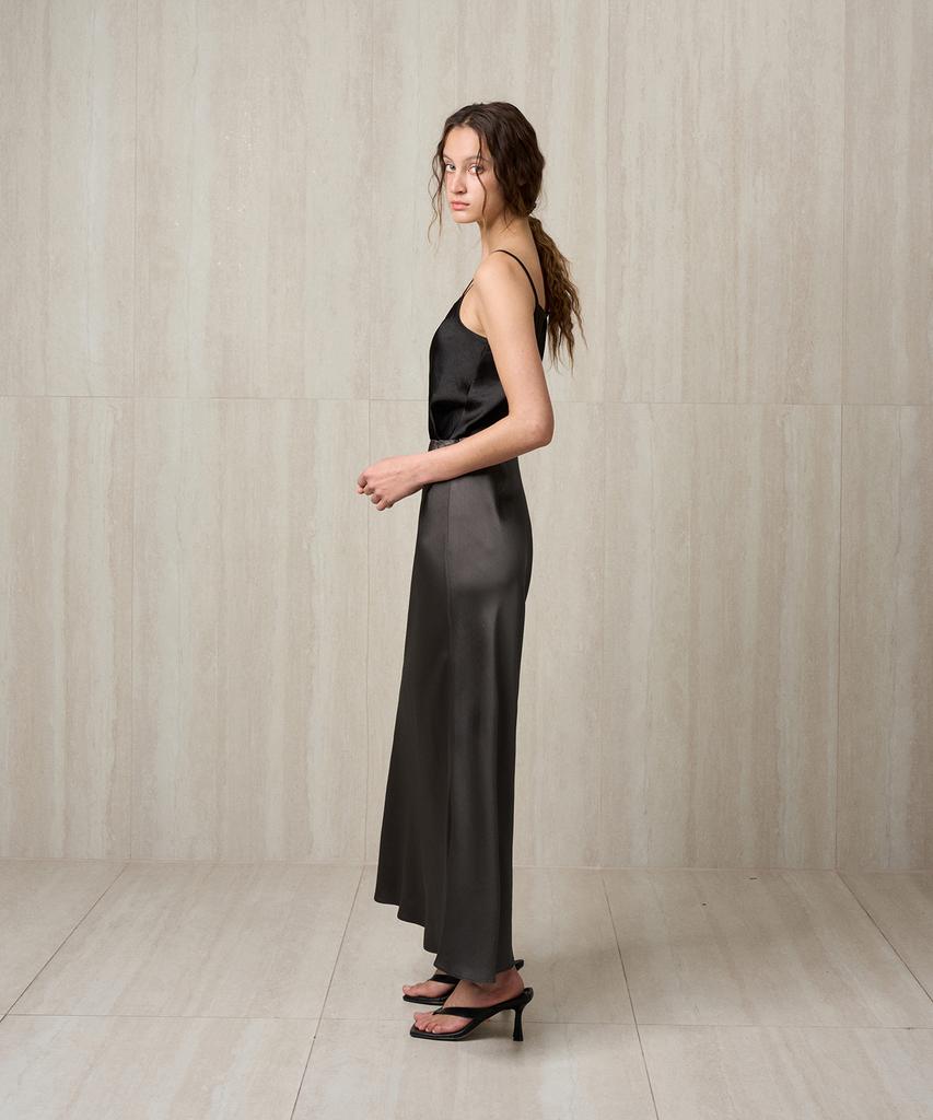 Rie Satin Maxi Skirt Sepia