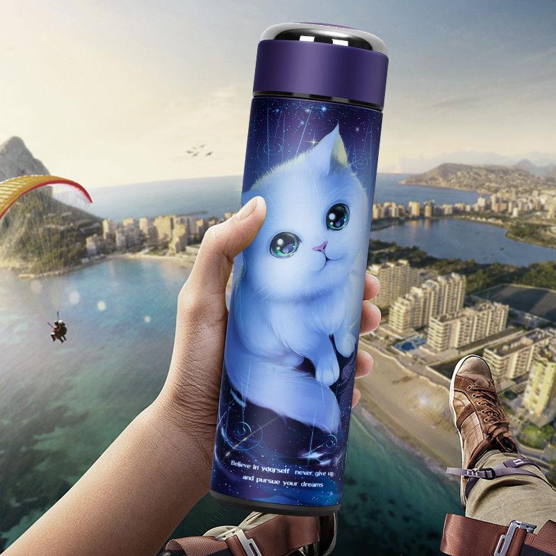 Stor Kapacitet Intelligens Termosmugg 500ml Vakuumflaskor Bärbar Rostfri Stål Termosmugg Vattenflaska Rese Temugg Kontors Termosmugg