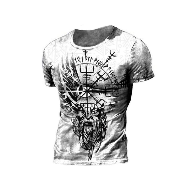 Men's 3D Printed T-Shirt Vintage pattern printing Short Sleeve O-Neck Pullover casual top