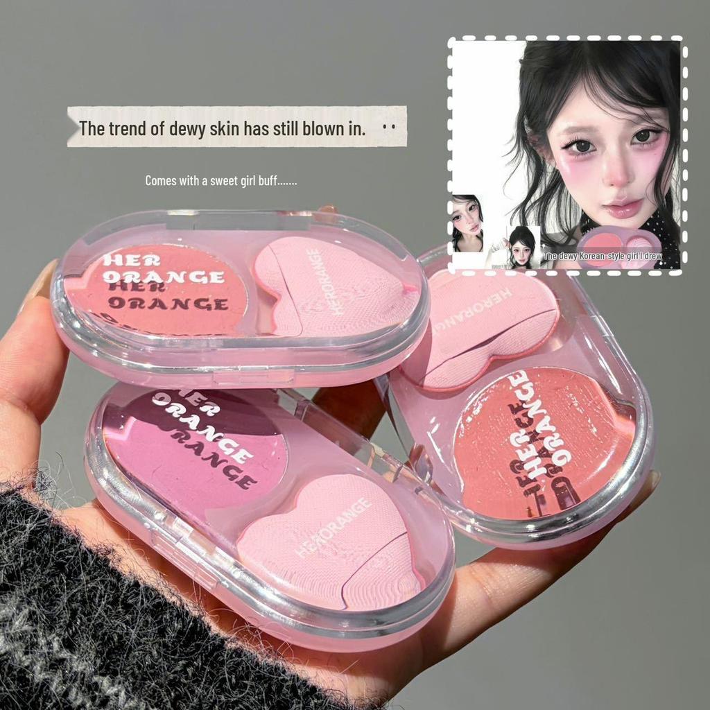 HERORANGE Soft Sweet Korean-Style Blush Cream: Natural Dewy Finish, Blurs, Whitens, and Contours.