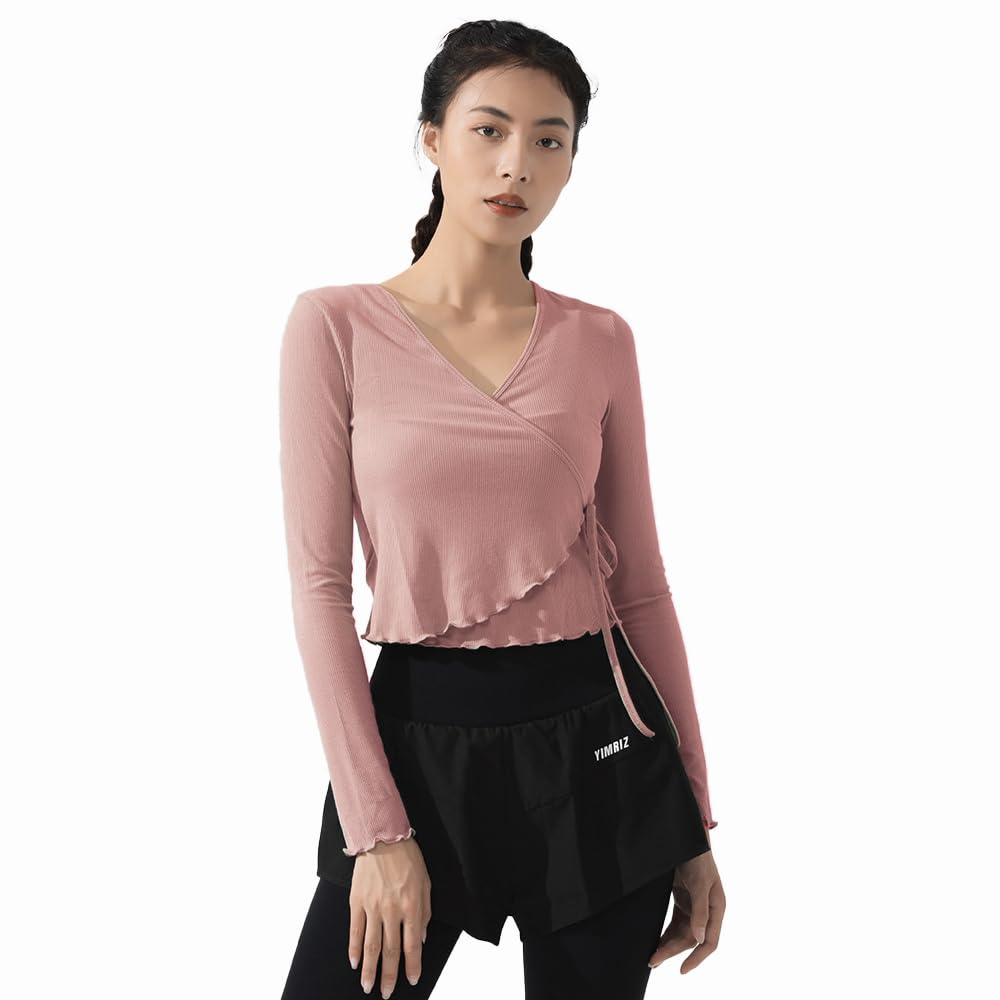 

Yomoment Йога Длинный Фитнес Кондиционирование воздуха УФ Пилатес Йога Топ с оборками Женская одежда, Влагоотводящий, Быстросохнущий, Рукав, Эластичный, Накидка, Носить, розовый