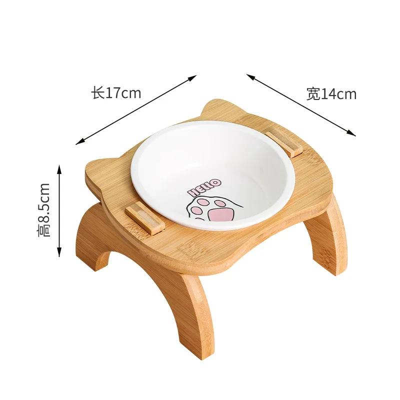 Elevated Bamboo Food Bowl Pet Bowl Cat and Dog Supplies Leak Proof Pet Food Bowl and Feeder for Small Dogs Cats Cat Food Bowl
