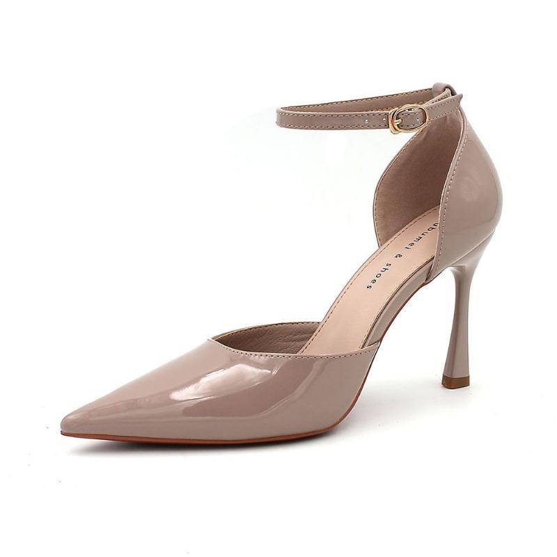 9-High-heeled sandals New patent leather commuter thin-heeled high-heeled shoes Professional bag head hollow sandals women