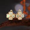 Colorful Natural October Birthstone Opal Women's Earrings Four Leaf Clover Design 925 Sterling Silver Jewelry for Birthday Gifts