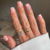 24Pcs Short French Press On Nails Pink Glitter Pearlized Fake Nail Tips Cute Natural Sweet