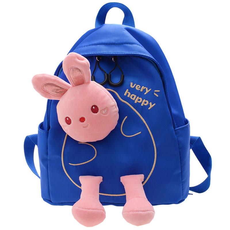 Plush Rabbit Cartoon Backpack Nylon Texture High Capacity Suitable For Daily Use