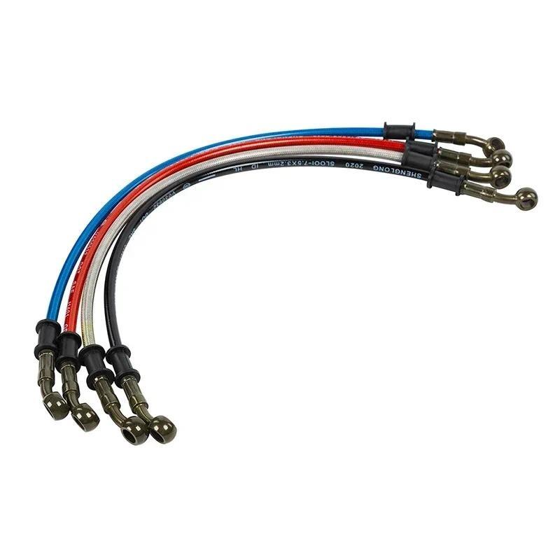 Motocykl Dirt Bike Opletená brzdová hadice Ocelové brzdové lanko Hydraulická trubka 28 stupňů Banjo 500mm-1200mm pro univerzální motocykl