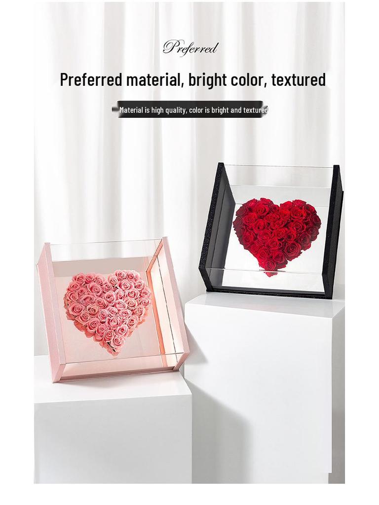 Magic Mirror Heart Flower Box: Preserved & Fresh Flower Gift Packaging