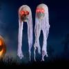 Halloween Hanging Skull with Glowing Eyes Decorations Horrific Hanging Skull Sculpture Festival Parties Decorations