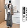 Black Plaid Pants Women's Pants New Autumn and Winter Thickened Straight Loose and Thin Small Casual Wide-leg Pants