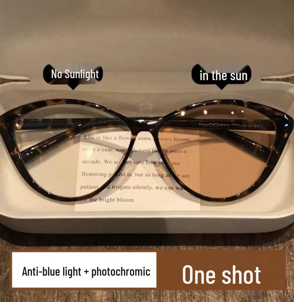 Cat-Eye Photochromic Anti-Blue Light Fashion Glasses for Commuting