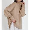 Trade Solid Color Turtleneck Sweater 2025 European and American Autumn and Winter Loose Knit Sweater Versatile Classic Hot-Selling Sweater for Women