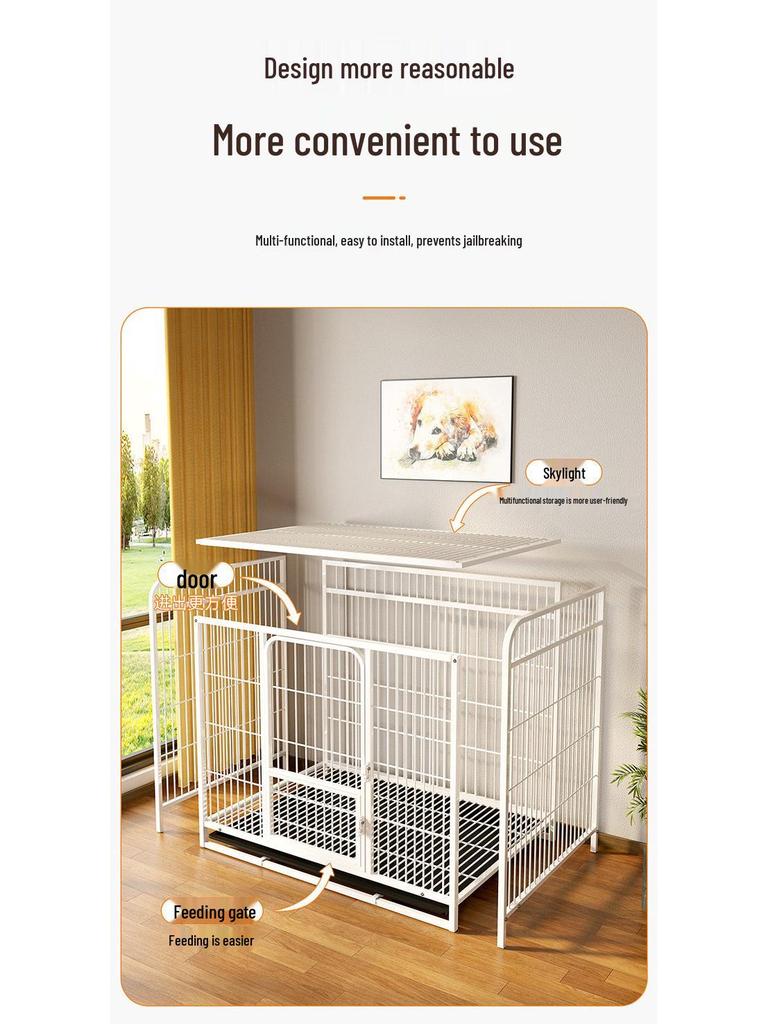 Heavy-Duty Iron Dog Cage for Medium and Large Dogs - Square Tube Design