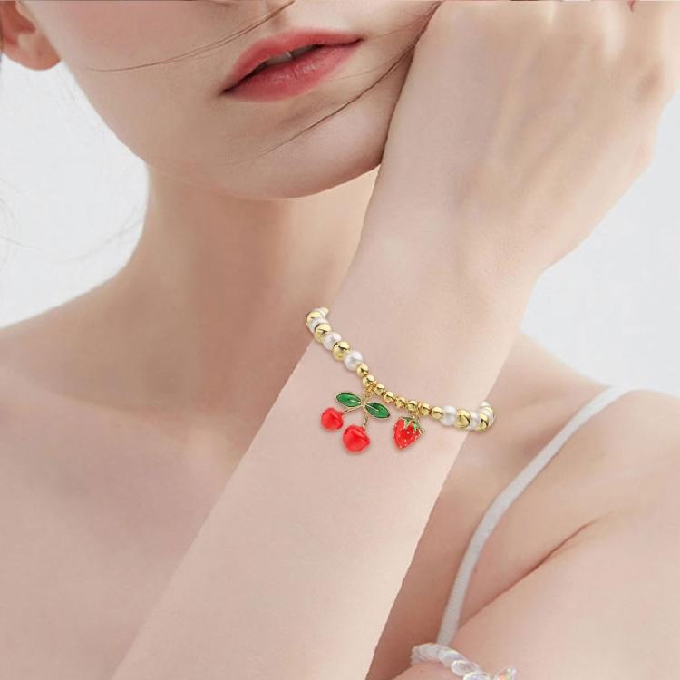 Handmade Fruit Beads Bracelet Fashion Wrist Jewelry Chain Wristband Copper Texture Suitable for Parties and Celebration