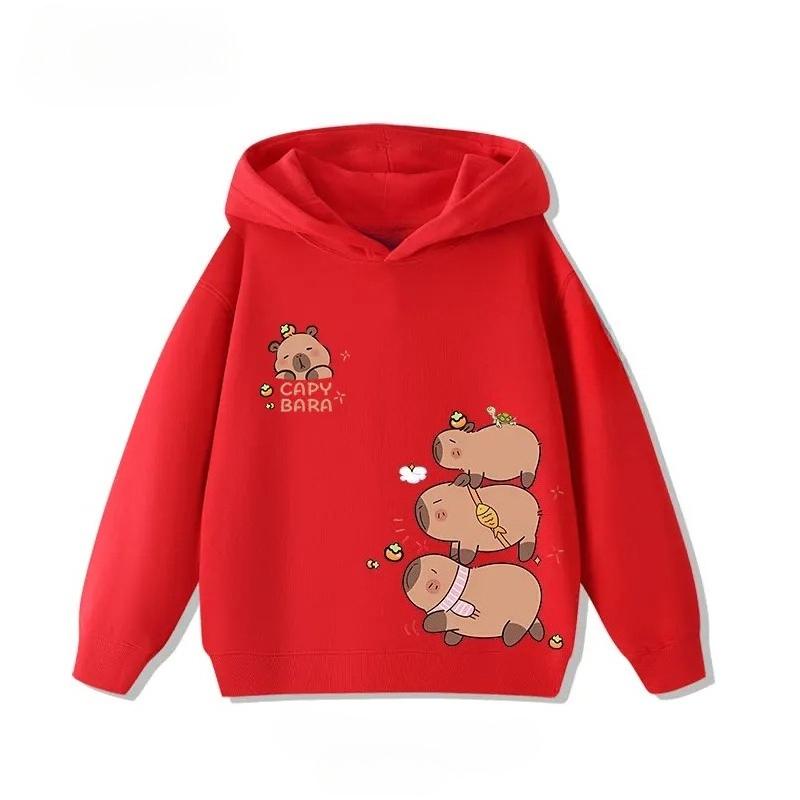 Children's Cartoon Adorable Capibara Autumn Fashion Boys Girls Loose Outdoor Street Kids Hoodies