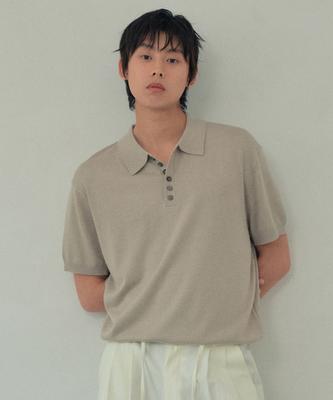 Wednesday Oasis Button Collar Half Knit_Beige(Wc26Kn50)