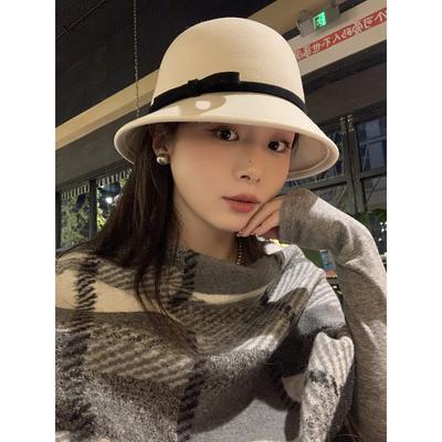 French Woolen Hepburn Hat Autumn and Winter Women's Chaebol Daughter Top Hat Elegant Temperament Small Fragrant Basin Hat