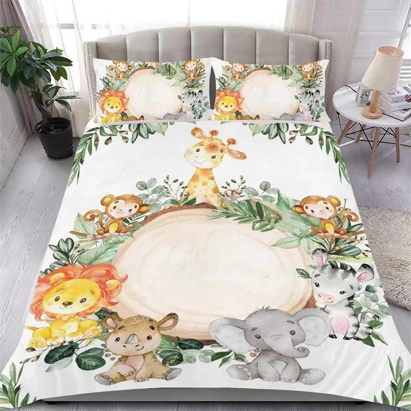 Lovely Baby Elephant Flowers Bedding Set Single Twin Double Queen King Cal King Size Bed Linen Set
