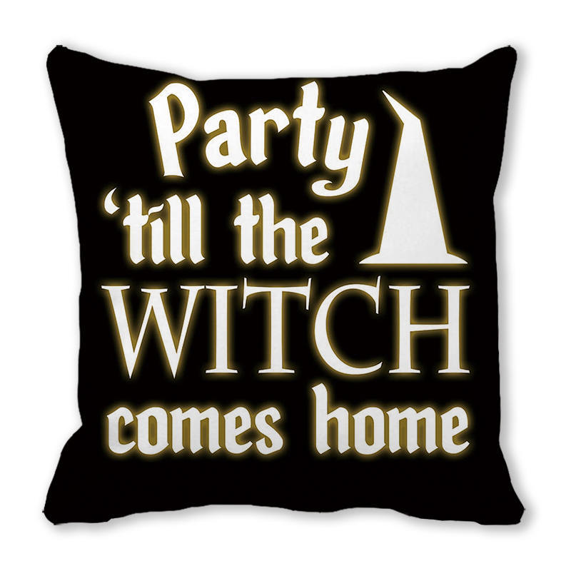 Creative Halloween Happy Letters Digital Printing Short Plush Pillow Covers for Car Sofa Office Cushion Cover Home Goods