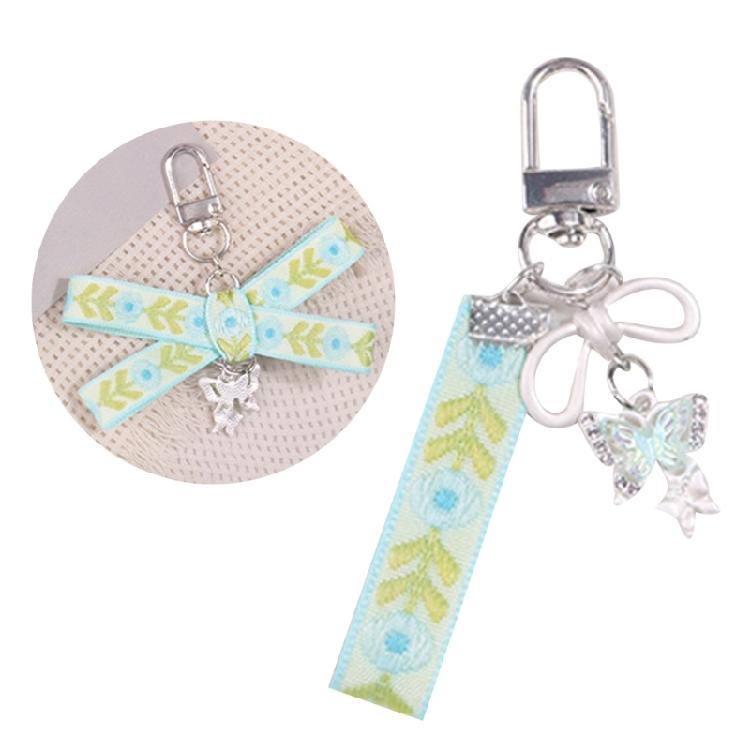 Fashionable Printed Ribbon Keychain Bag Ornament Portable Key Chain Bag Dangler