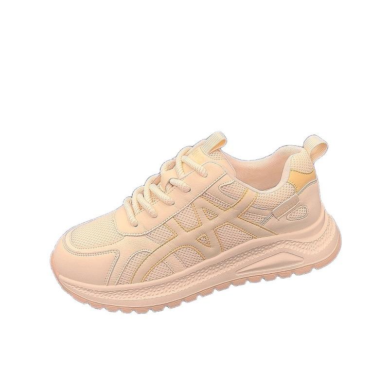 Leather soft-soled mesh breathable children's shoes versatile thick-soled casual sports shoes show feet little dad shoes