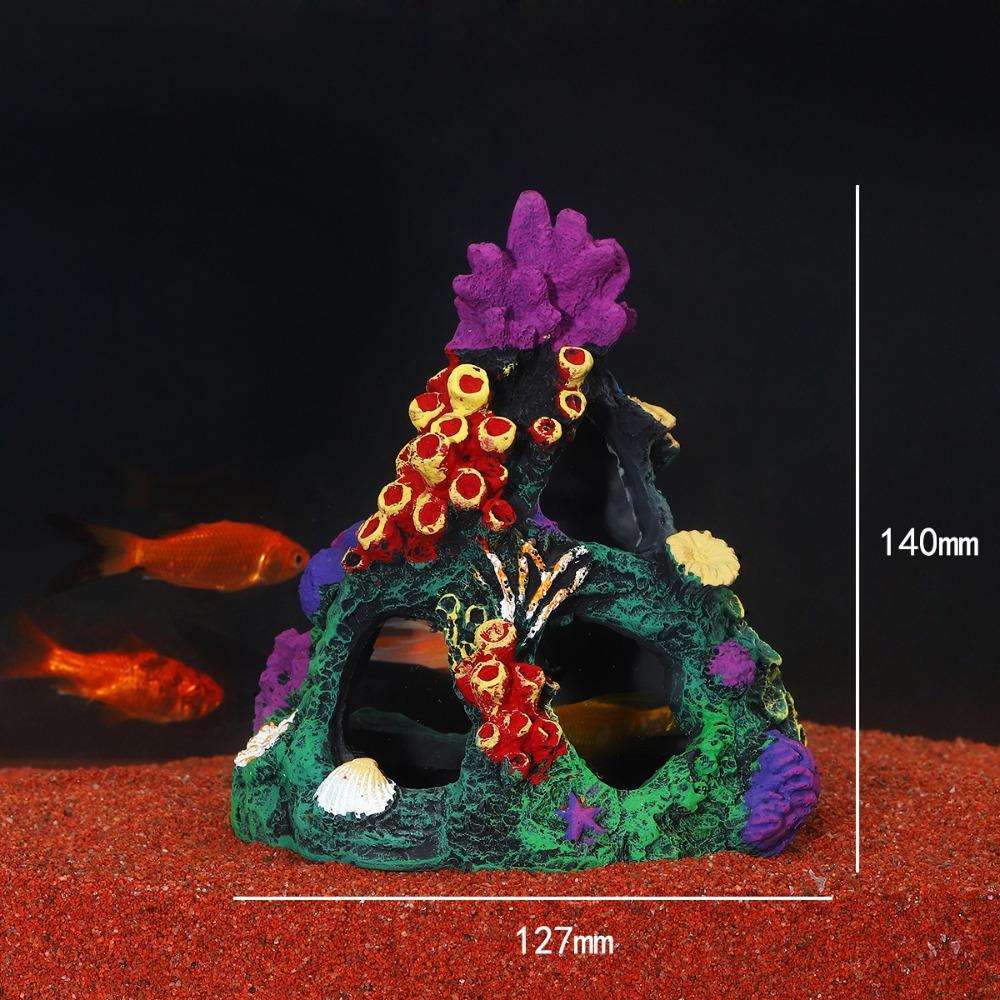 Colorful Aquarium Coral Reef Ornaments Creative Simulated Resin Rockery  Aquatic Habitat