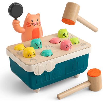 Jouets de développement Banc de frappe en bois avec marteau, jouets de motricité fine, jouet Montessori, jouets éducatifs d'apprentissage préscolaire pour les tout-petits