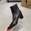 Fashion SUOJIALUN 2025 New Brand Women Ankle Boots Fashion Pointed Toe Square High Heel Short Boots Back Zipper Dress Chelsea Boots Shoe