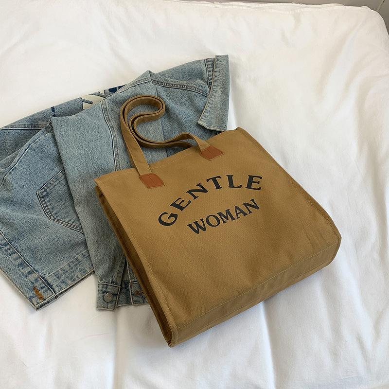 Large capacity canvas bag women's 2025 autumn and winter casual fashion shoulder bag alphabet commuter class tote bag
