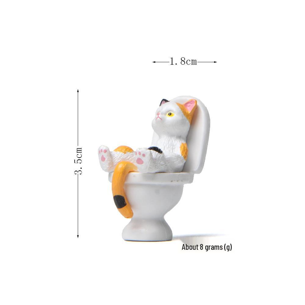 Five Carefully Selected Cat Kitten Desktop Figurines Representing Various Lying Postures Figurine