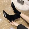 Internet celebrity thin boots women's 2025 autumn and winter new mid-heel short boots stiletto high heels pointed mid-tube elastic socks boots