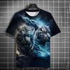 Animal Men's T-shirt 3d Tiger Print Men's Tops Casual Short Sleeve Simple T-shirt Summer Round Neck T-shirt Men's Ultra Clothing