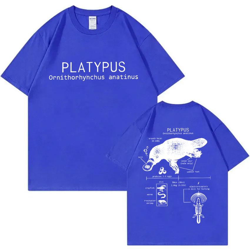 Funny Platypus Anatomy Graphic T-shirt Unisex Women Casual Oversized Short Sleeve T Shirts Unisex's Vintage Cotton T-shirts Streetwear