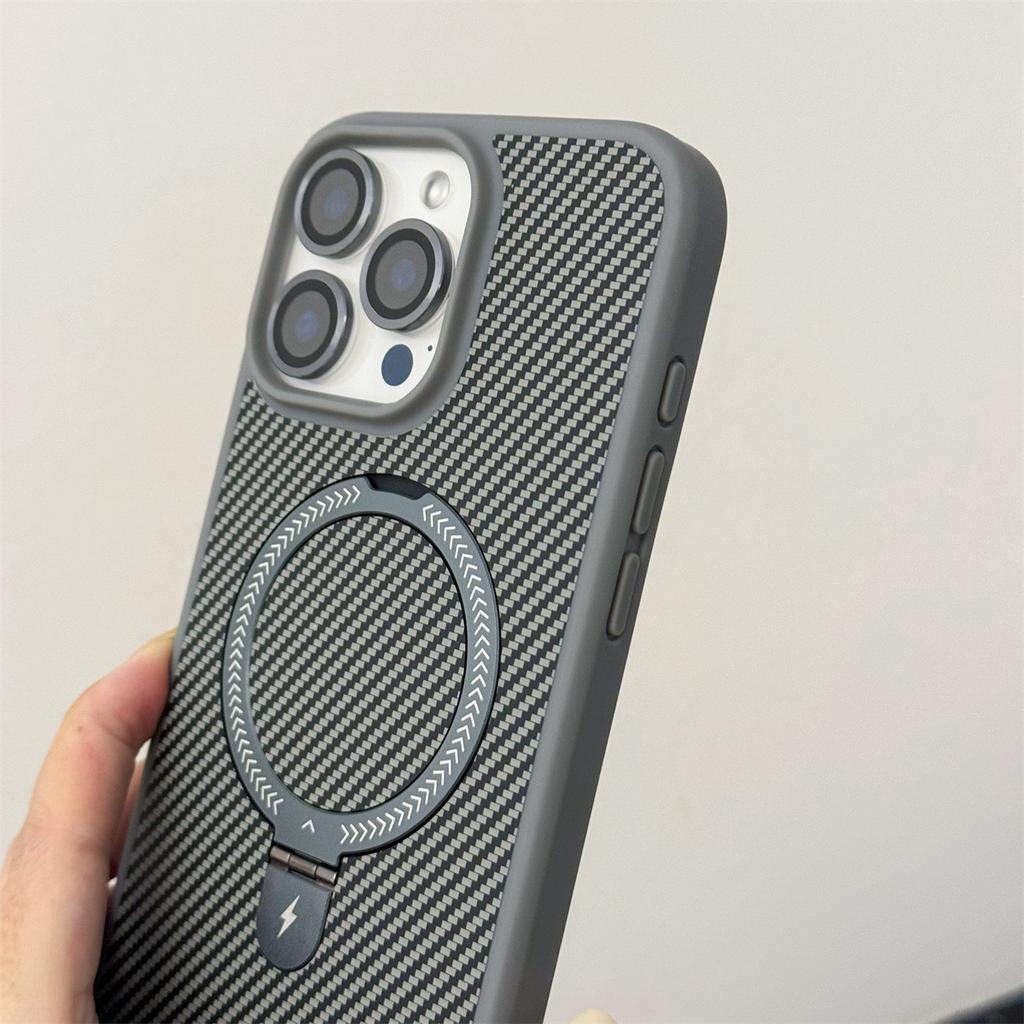 Kevlar Carbon Fiber Pattern Invisible Magnetic Bracket for IPhone 16 Promax Phone Case for Apple 15 Jacket
