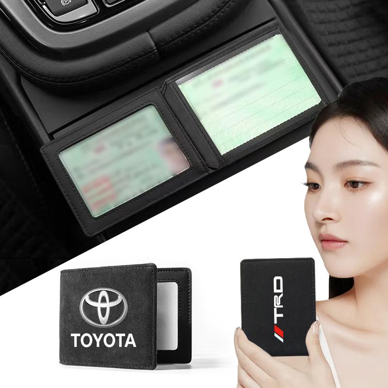 1Pcs Car Emblem Driver License Cover ID Credit Card Holder for Toyota TRD C-hr Prado Rav4 Yaris Hilux Prius Avensis Corolla Camry