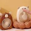 Solid Color Cute Capybara Fan Portable Cartoon Handheld Fan Simple Mini Capybara Fan Desktop