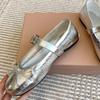 Sheepskin version~ Design sense belt buckle flat bottom shallow mouth single shoes women's bow round head Mary Jane shoes women's shoes