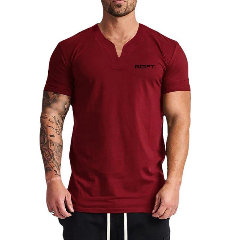 Muscleguys Tricou cu mâneci scurte din bumbac Moda bărbătească Sport ocazional Imbracaminte de vară Cu jumătate de mânecă