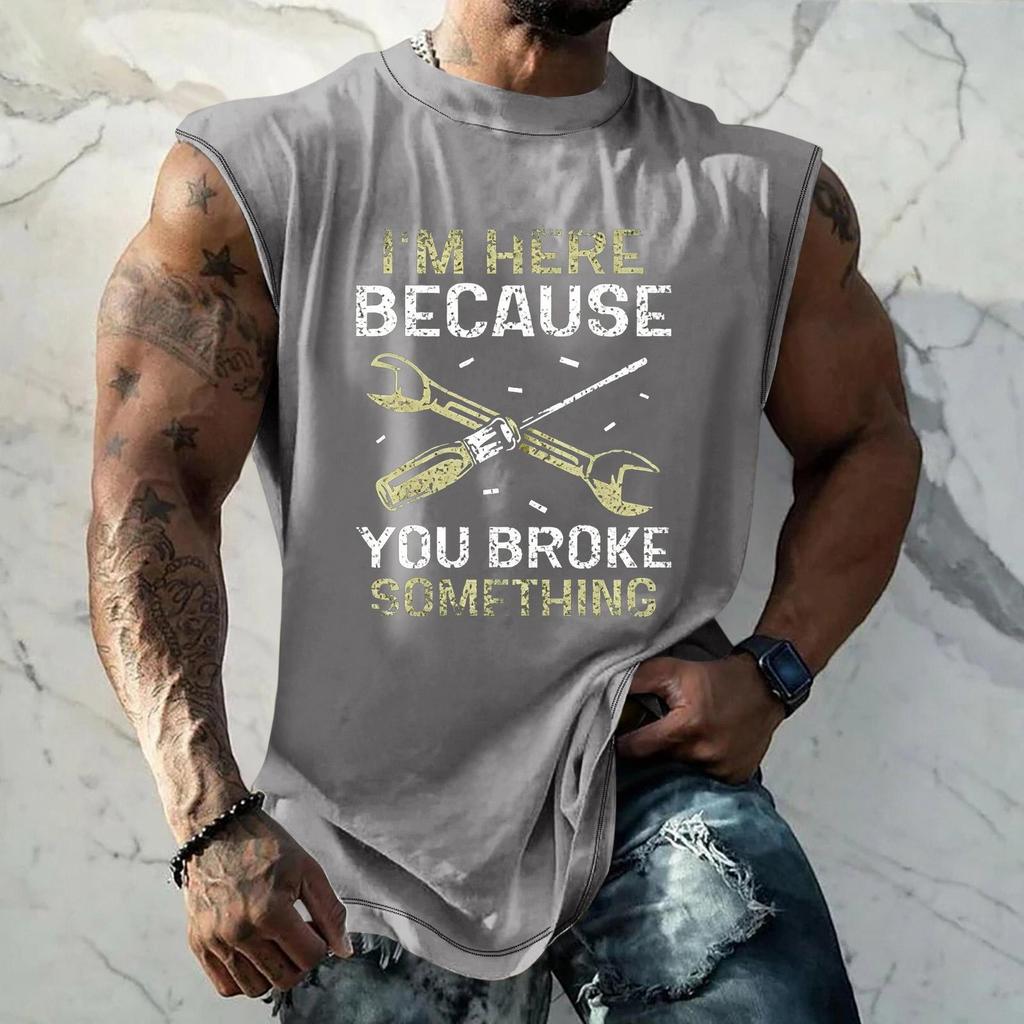 Canotta Casual da Uomo Senza Maniche Vestibilità Larga Maglietta da Palestra Grafica Stampata Allenamento Palestra Leggera Comoda Abbigliamento Estivo