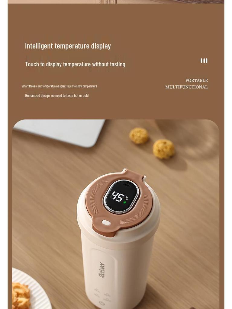 Portable Mini Smart Electric Kettle and Insulated Water Cup with USB Charging for Travel.