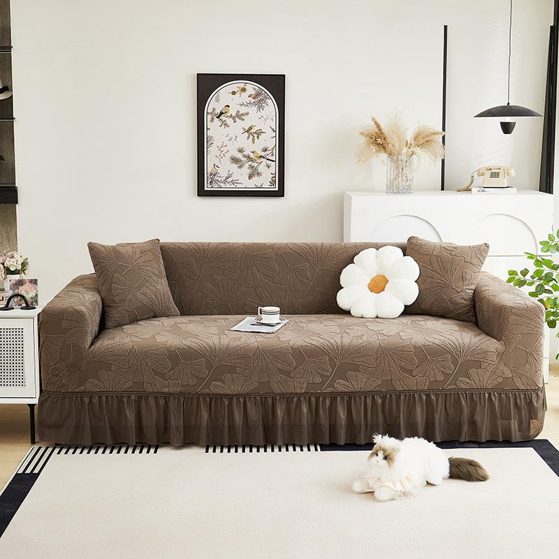 Ginkgo Leaf Skirted Sofa Cover All Inclusive All Purpose Set  All Season Universal New Anti Cat Scratch Elastic Protective Cover