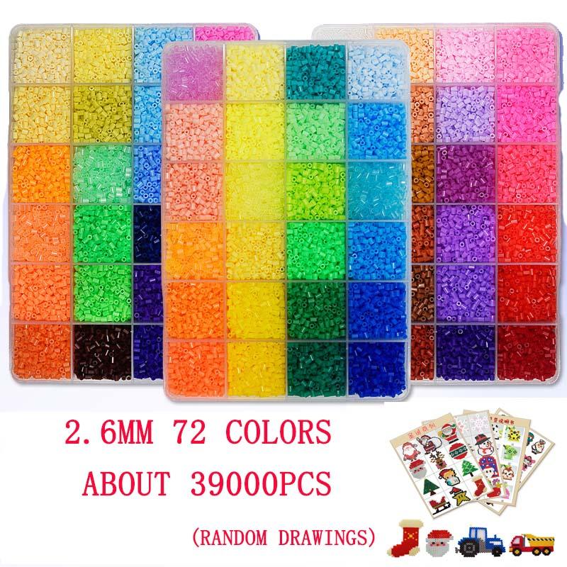 Toy Perler Kit 5Mm/2.6Mm Hama Beads 3D Puzzle Diy Toy Kids Creative Handmade Craft Toy Gift 72 Colors 39000Pcs