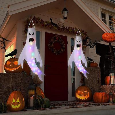 Halloween-dekoration Spectre Vindstrumpor LED Glödande Hängande Spöklik Skräcktema Fest Heminredning Yard Utomhustillbehör
