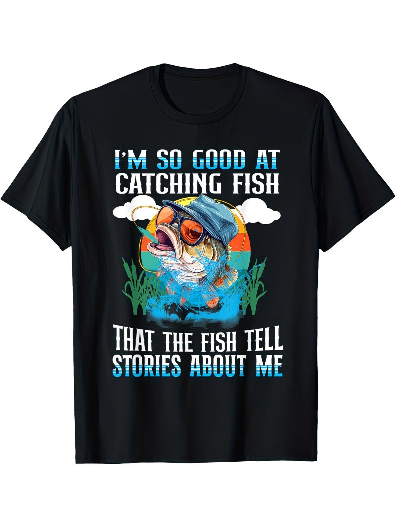 Men s Fishing Humorous Print T-shirt | Fishing Style Outfit XL