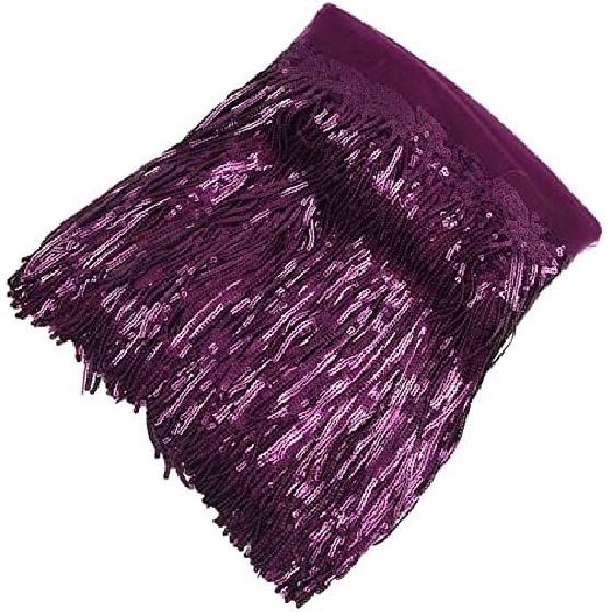 10 Yards Sparkly Sequined Tassel Ribbon Sequins Fringe Trim Spangle Paillette Lace Fabric for Sewing Curtain Pillow Home Decor Party Dress Stage
