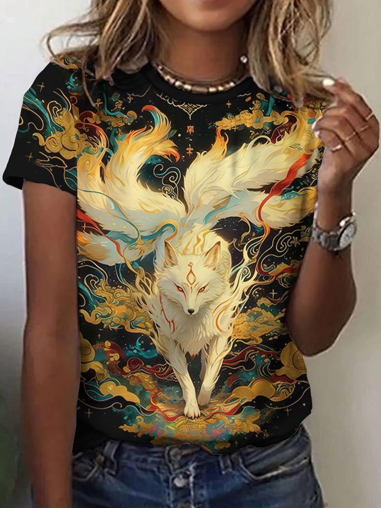Summer Fox Squirrel T-Shirts Animal 3D Print Fashion Women Round Neck Short Sleeve T Shirt Tees Harajuku Y2K Top Female Clothing